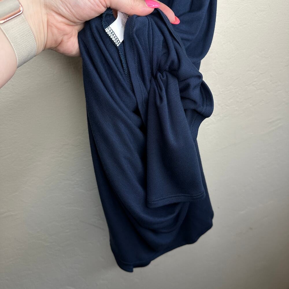 NWT Three Dots Luxe Tie Back Side Slit Night Iris Navy Ci Midi Dress Large - Picture 11 of 16